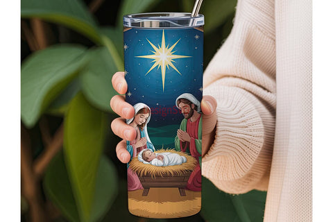 Nativity Scene 20oz Tumbler Wrap Sublimation DesignSVG 