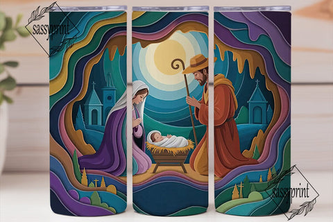 Nativity Scene 20oz Tumbler Wrap Sublimation sassyprint 