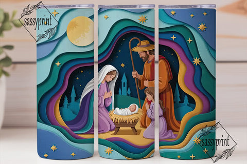 Nativity Scene 20oz Tumbler Wrap Sublimation sassyprint 