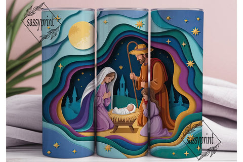 Nativity Scene 20oz Tumbler Wrap Sublimation sassyprint 