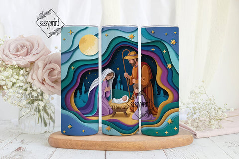 Nativity Scene 20oz Tumbler Wrap Sublimation sassyprint 