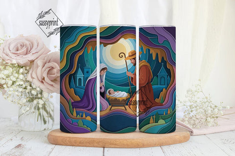 Nativity Scene 20oz Tumbler Wrap Sublimation sassyprint 