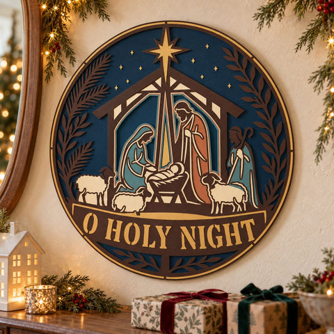 Nativity Scene 3D SVG | O Holy Night Laser Cut File | 6 Layer Christmas SVG | Holy Family DXF | Layered Christian Wall Art 3D Paper HappyDesignStudio 