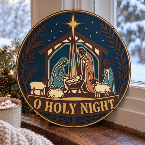 Nativity Scene 3D SVG | O Holy Night Laser Cut File | 6 Layer Christmas SVG | Holy Family DXF | Layered Christian Wall Art 3D Paper HappyDesignStudio 