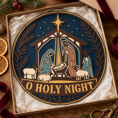 Nativity Scene 3D SVG | O Holy Night Laser Cut File | 6 Layer Christmas SVG | Holy Family DXF | Layered Christian Wall Art 3D Paper HappyDesignStudio 