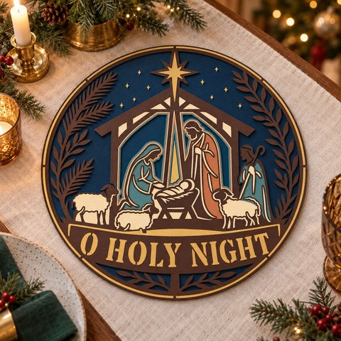 Nativity Scene 3D SVG | O Holy Night Laser Cut File | 6 Layer Christmas SVG | Holy Family DXF | Layered Christian Wall Art 3D Paper HappyDesignStudio 