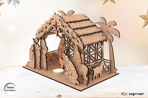 Nativity Scene Candle Holder Laser Cut SVG SvgOcean 