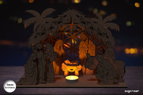 Nativity Scene Candle Holder Laser Cut SVG SvgOcean 