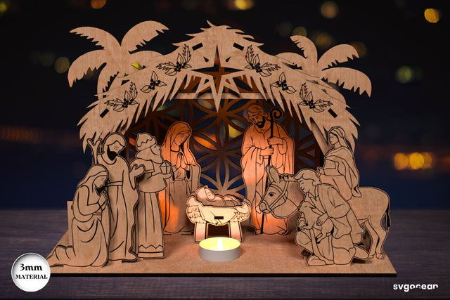 Nativity Scene Candle Holder Laser Cut SVG SvgOcean 