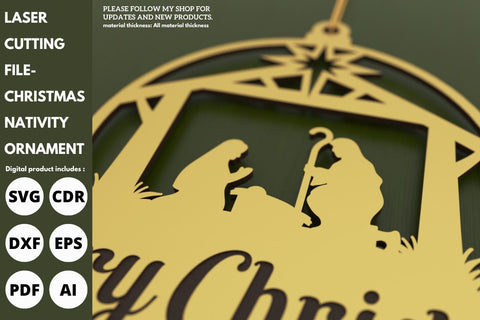 Nativity Scene Christmas Ornament | paper cut | svg laser cut Glowforge SVG tofigh4lang 