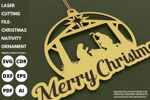 Nativity Scene Christmas Ornament | paper cut | svg laser cut Glowforge SVG tofigh4lang 