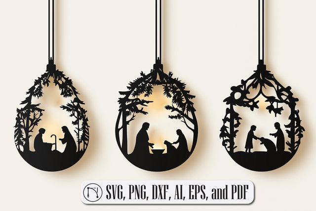 Nativity Scene Christmas Ornaments SVG SVG MD JOYNAL ABDIN 