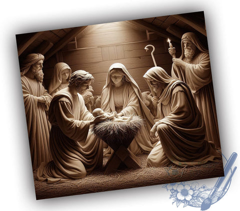 Nativity Scene, Christmas Tumbler, Sublimation Wrap, 20oz Tumbler, Digital Download, Holiday Decor, Religious Gift Sublimation ToriDesigns 