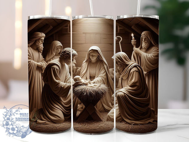 Nativity Scene, Christmas Tumbler, Sublimation Wrap, 20oz Tumbler, Digital Download, Holiday Decor, Religious Gift Sublimation ToriDesigns 