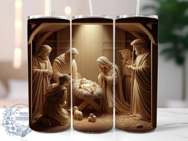 Nativity Scene, Christmas Tumbler, Sublimation Wrap, 20oz Tumbler, Digital Download, Holiday Decor, Religious Gift Sublimation ToriDesigns 