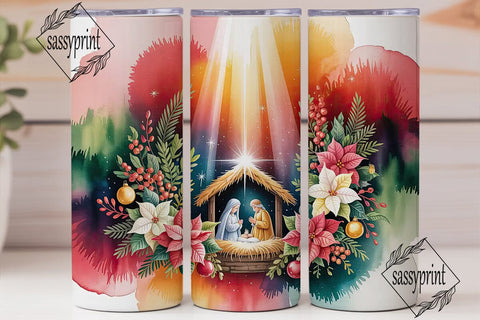 Nativity Scene Christmas Tumbler Wrap Sublimation sassyprint 