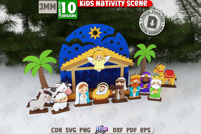 Nativity Scene Laser Cut Bundle | Christian Signs | 3D Nativity Sign | Xmas SVG | Table Decoration | Christmas Ornaments | Christmas Eve | Home Décor | Layered Sign | Christianity SVG | Christian Symbol | CNC Files SVG The T Store Design 