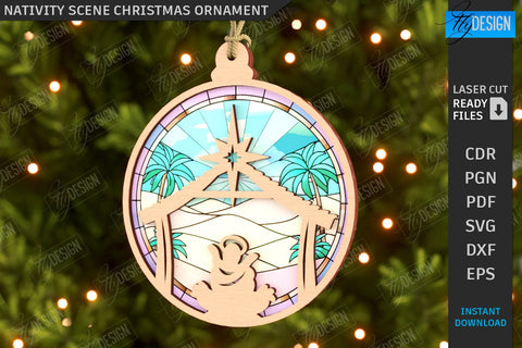 Nativity Scene Laser Cut Bundle | Christmas Tree Toys | Xmas SVG | Christmas Ornaments | Christmas Eve | CNC Files SVG Fly Design 