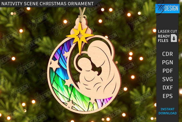 Nativity Scene Laser Cut | Christmas Tree Toys | Xmas SVG | Christmas Ornaments | Christmas Eve | CNC File SVG Fly Design 