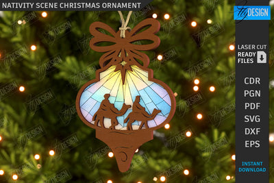 Nativity Scene Laser Cut | Christmas Tree Toys | Xmas SVG | Christmas Ornaments | Christmas Eve | CNC File SVG Fly Design 