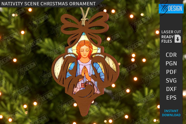 Nativity Scene Laser Cut | Christmas Tree Toys | Xmas SVG | Christmas Ornaments | Christmas Eve | CNC File SVG Fly Design 