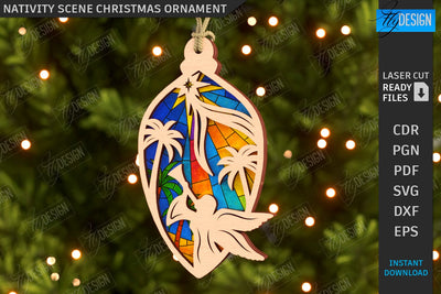 Nativity Scene Laser Cut | Christmas Tree Toys | Xmas SVG | Christmas Ornaments | Christmas Eve | CNC File SVG Fly Design 
