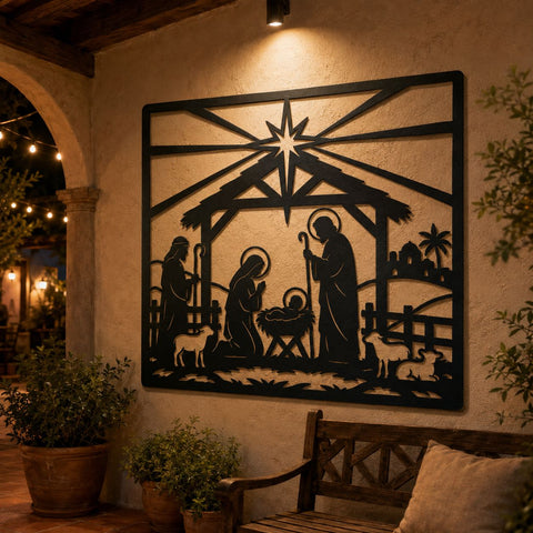 Nativity Scene Laser SVG | Christmas Manger DXF | Holy Family Bethlehem Metal Art | Christian Christmas CNC File | Religious Wall Decor SVG HappyDesignStudio 