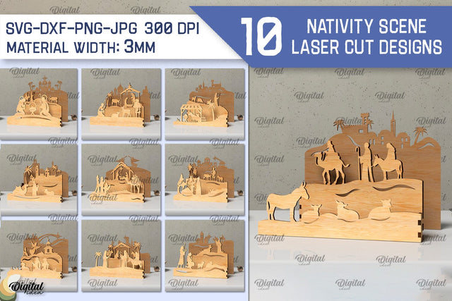 Nativity Scene LaserCut Bundle. Christmas Nativity Scene SVG SVG Evgenyia Guschina 