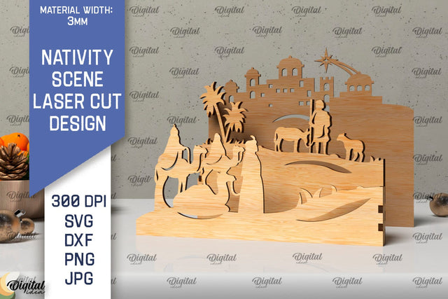 Nativity Scene LaserCut Design. Christmas Nativity Scene SVG SVG Evgenyia Guschina 
