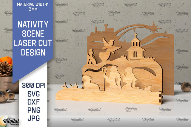 Nativity Scene LaserCut Design. Christmas Nativity Scene SVG SVG Evgenyia Guschina 