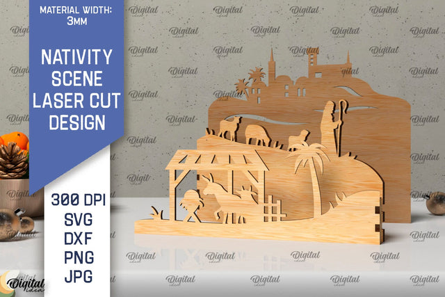 Nativity Scene LaserCut Design. Christmas Nativity Scene SVG SVG Evgenyia Guschina 