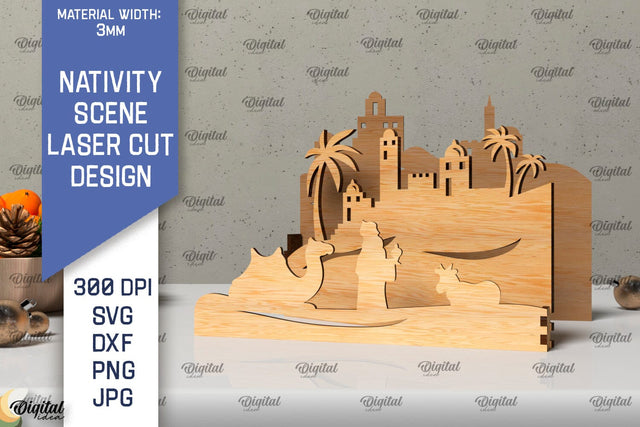 Nativity Scene LaserCut Design. Christmas Nativity Scene SVG SVG Evgenyia Guschina 