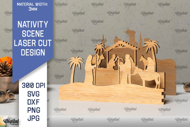 Nativity Scene LaserCut Design. Christmas Nativity Scene SVG SVG Evgenyia Guschina 