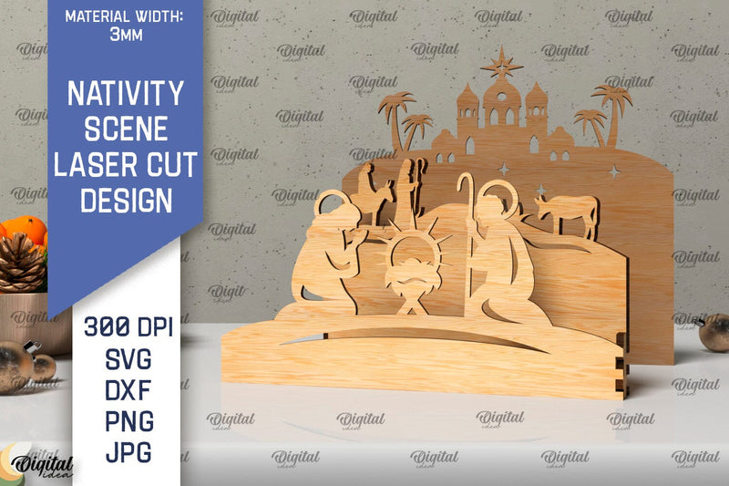 Nativity Scene LaserCut Design. Christmas Nativity Scene SVG SVG Evgenyia Guschina 