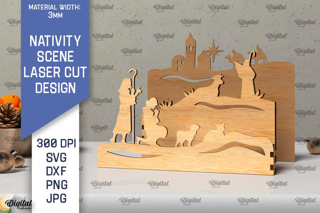 Nativity Scene LaserCut Design. Christmas Nativity Scene SVG SVG Evgenyia Guschina 