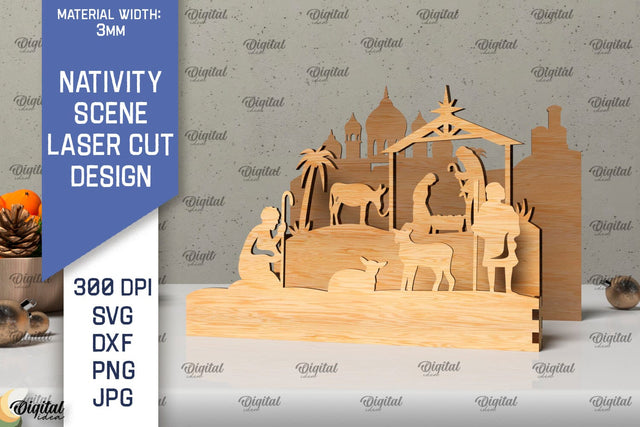 Nativity Scene LaserCut Design. Christmas Nativity Scene SVG SVG Evgenyia Guschina 