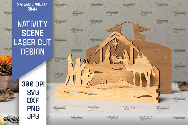 Nativity Scene LaserCut Design. Christmas Nativity Scene SVG SVG Evgenyia Guschina 