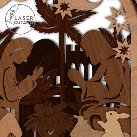 Nativity Scene Multilayer Template, Christmas Home Decor, Wood Cut Files SVG LaserCutano 