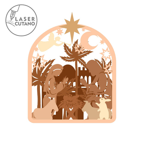 Nativity Scene Multilayer Template, Christmas Home Decor, Wood Cut Files SVG LaserCutano 