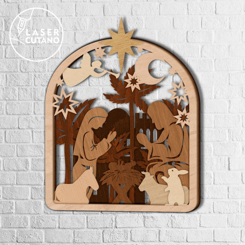 Nativity Scene Multilayer Template, Christmas Home Decor, Wood Cut Files SVG LaserCutano 