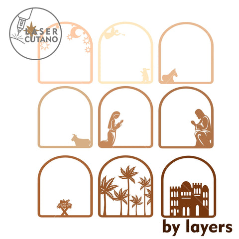 Nativity Scene Multilayer Template, Christmas Home Decor, Wood Cut Files SVG LaserCutano 