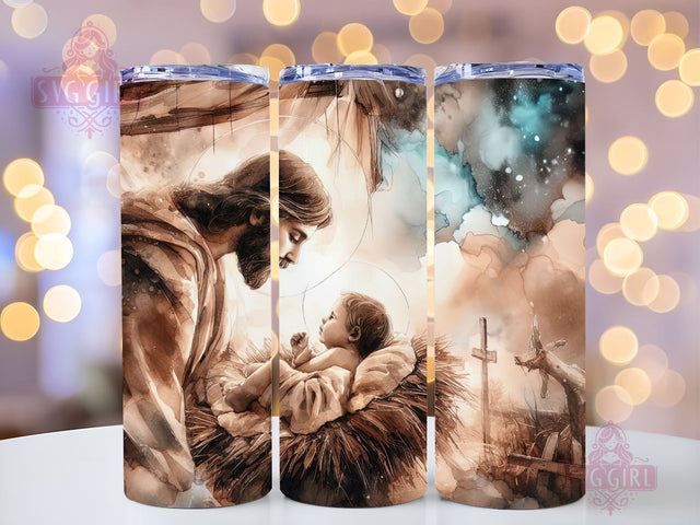 Nativity Scene Skinny Tumbler Design, Christmas Tumbler Wraps, Tumbler Sublimation Designs Straight & Tapered, Instant Download Sublimation SvggirlplusArt 