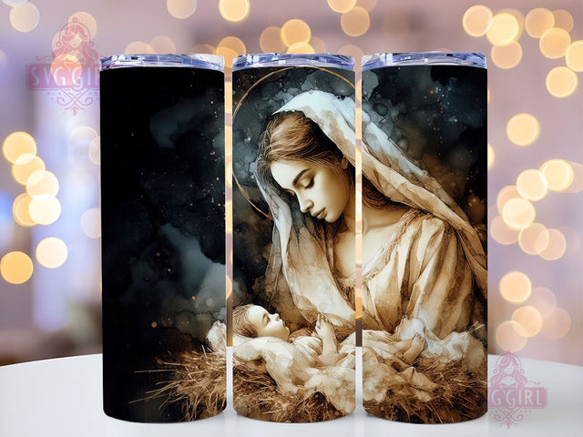 Nativity Scene Skinny Tumbler Design, Christmas Tumbler Wraps, Tumbler Sublimation Designs Straight & Tapered, Instant Download Sublimation SvggirlplusArt 