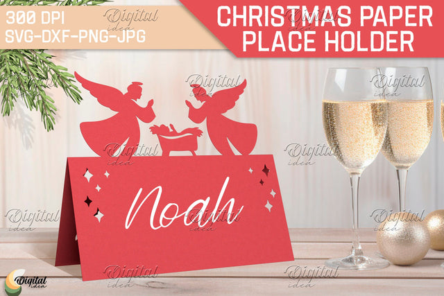 Nativity Scene SVG. Name Cards. Papercut Place Holder SVG 3D Paper Evgenyia Guschina 