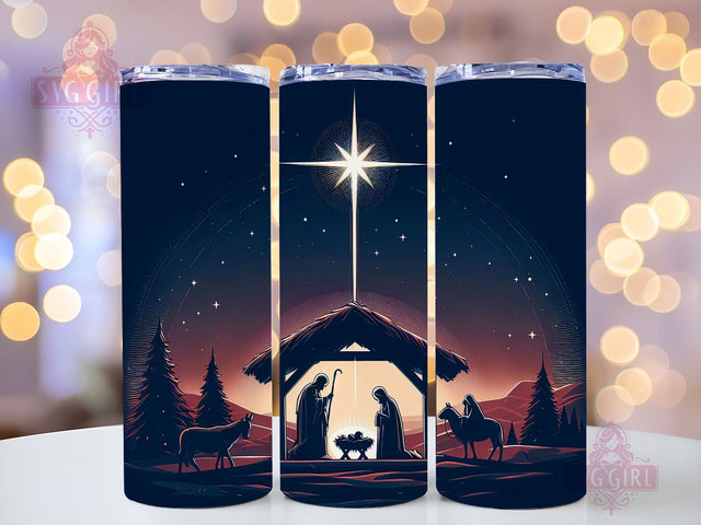 Nativity Scene Tumbler Wrap, 20 Oz Christian Sublimation Tumbler PNG Design, Christmas Jesus Birth Tumbler Design Digital File Download Sublimation SvggirlplusArt 