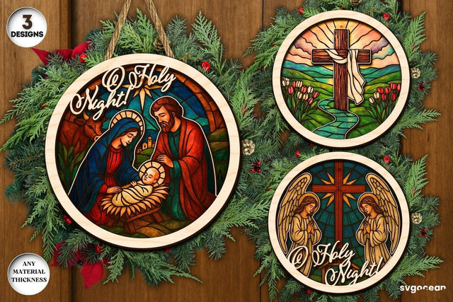 Nativity Stained Glass Door Sign Bundle SVG SvgOcean 