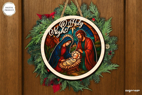 Nativity Stained Glass Door Sign Bundle SVG SvgOcean 