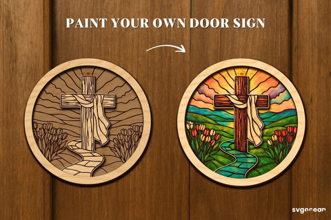 Nativity Stained Glass Door Sign Bundle SVG SvgOcean 