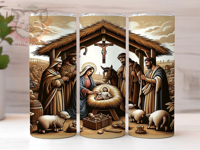 Nativity Tumbler, Christian Gift, 20oz Tumbler Wrap, Religious Decor, Christmas Sublimation, Faith-Based Design, Holiday Gift, Digital Download Sublimation Lara' s Designs 
