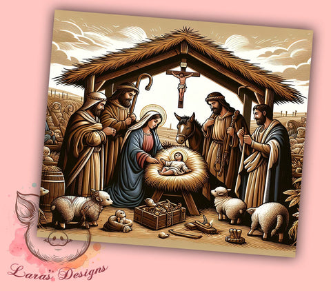 Nativity Tumbler, Christian Gift, 20oz Tumbler Wrap, Religious Decor, Christmas Sublimation, Faith-Based Design, Holiday Gift, Digital Download Sublimation Lara' s Designs 